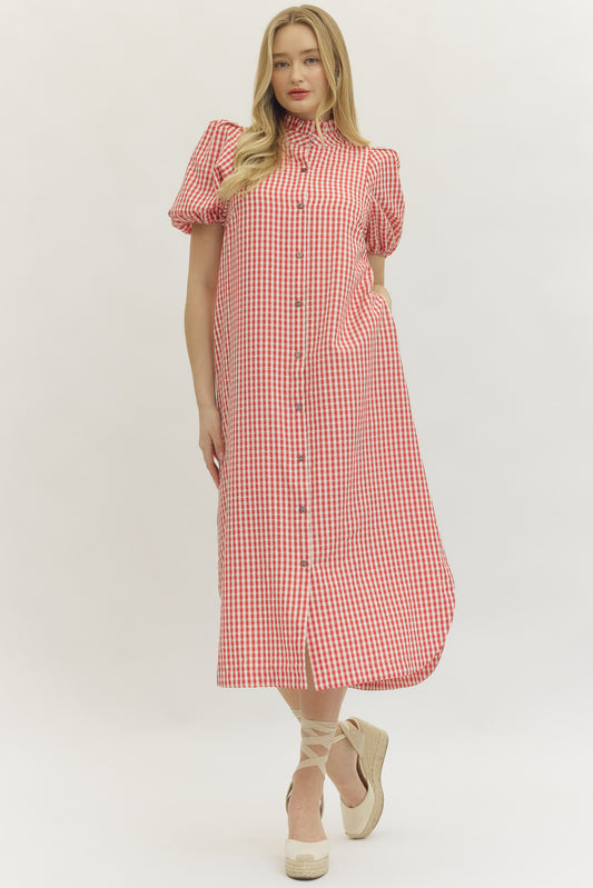 D30179 Gingham Midi Dress