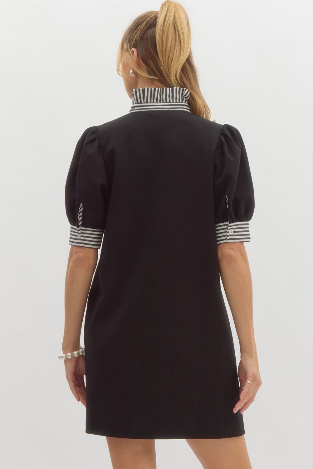 D25821 Solid Pullover Polo Dress