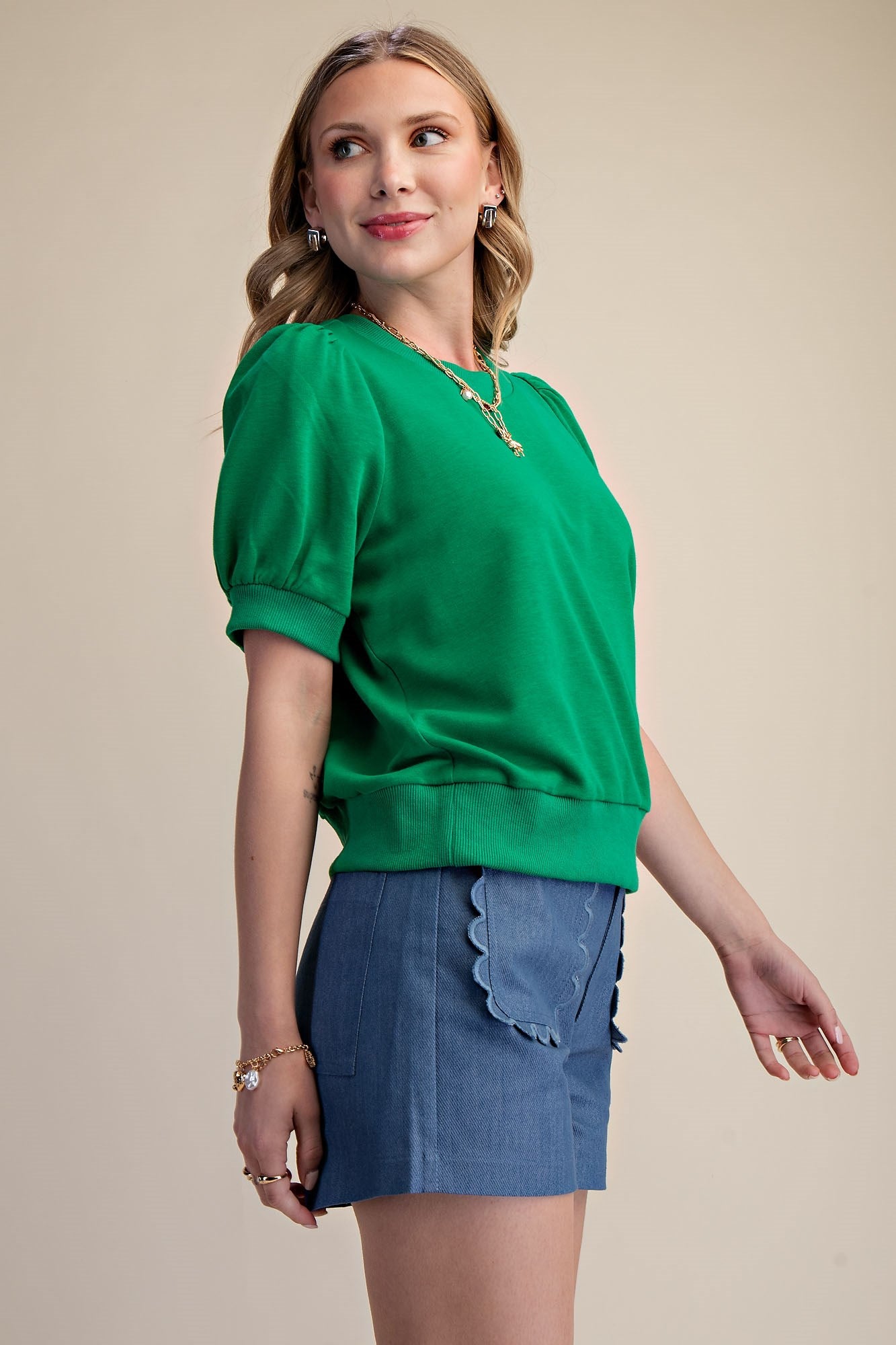 T8044 Round Neck Solid Top