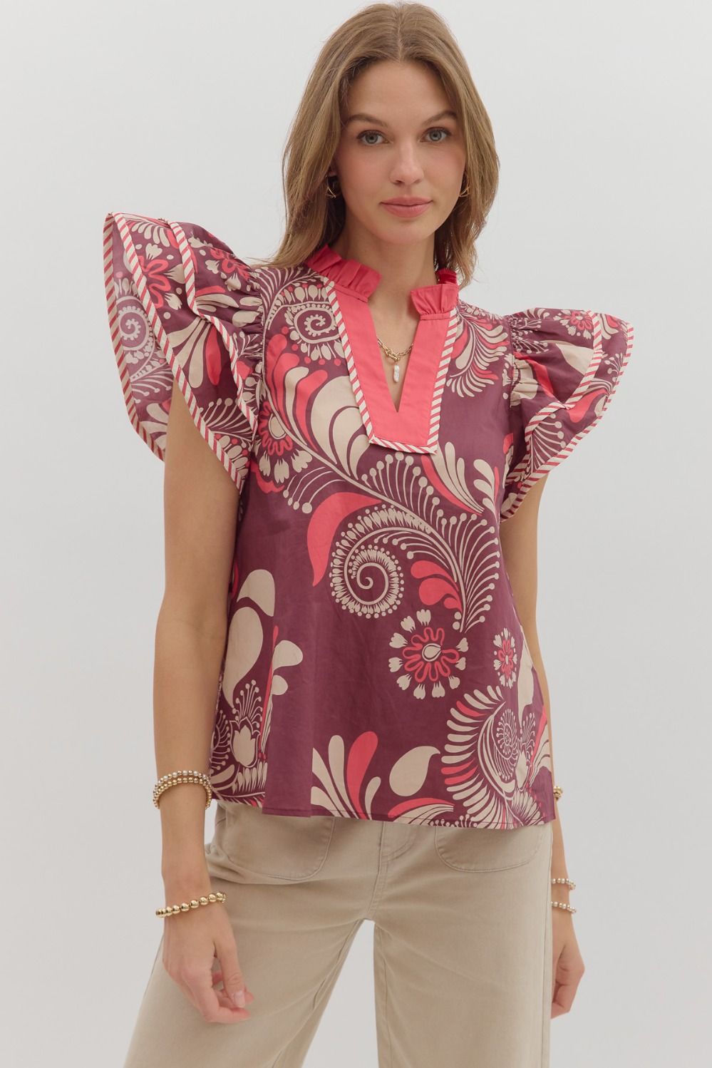 T27145 Paisley Print Top