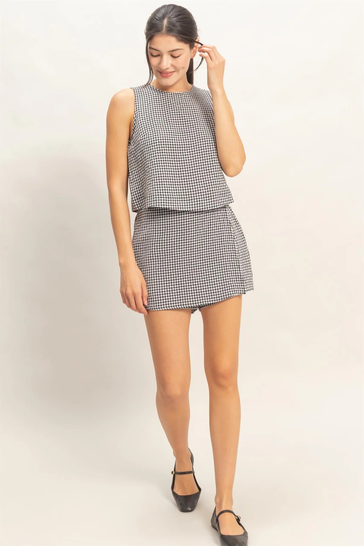 DZ26C688-SET Gingham Checkered Set