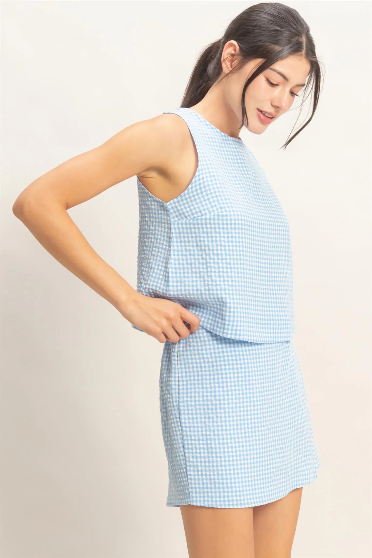 DZ26C688-SET Gingham Checkered Set