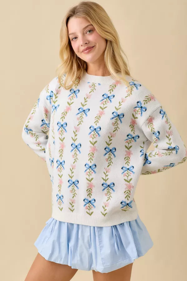 CL21006 Coquette Ribbon Bow Sweater