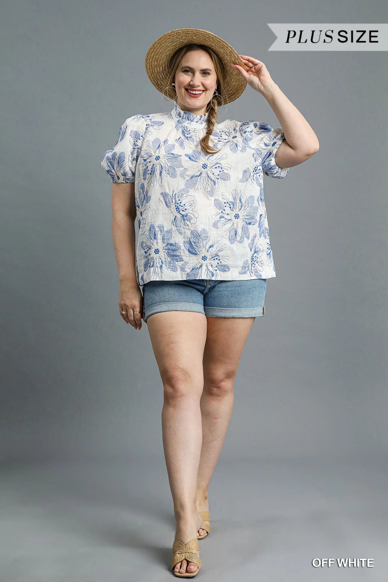 WK0168 Curvy Chic Floral Embroidered Top