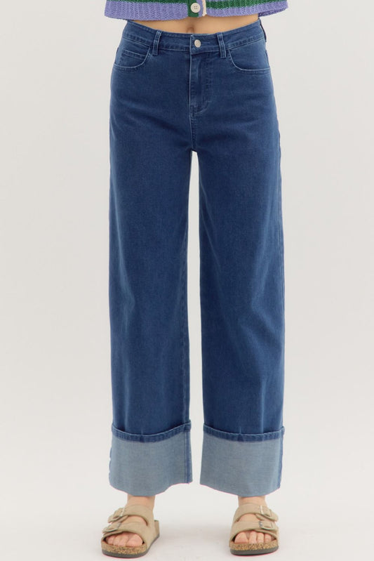 P26465 Cuff Hem Ankle Length Jeans