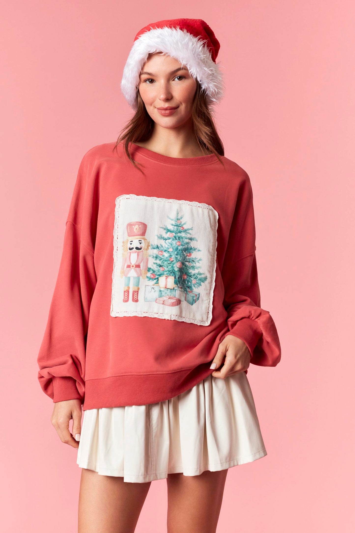 IKT300394-01 Christmas Printed Corduroy Sweatshirt