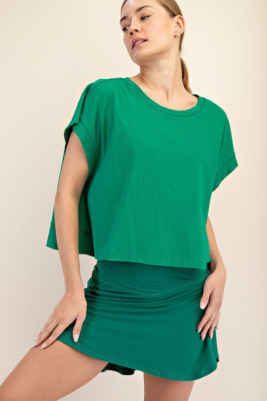 T9989 Cotton Slub Open Back Top
