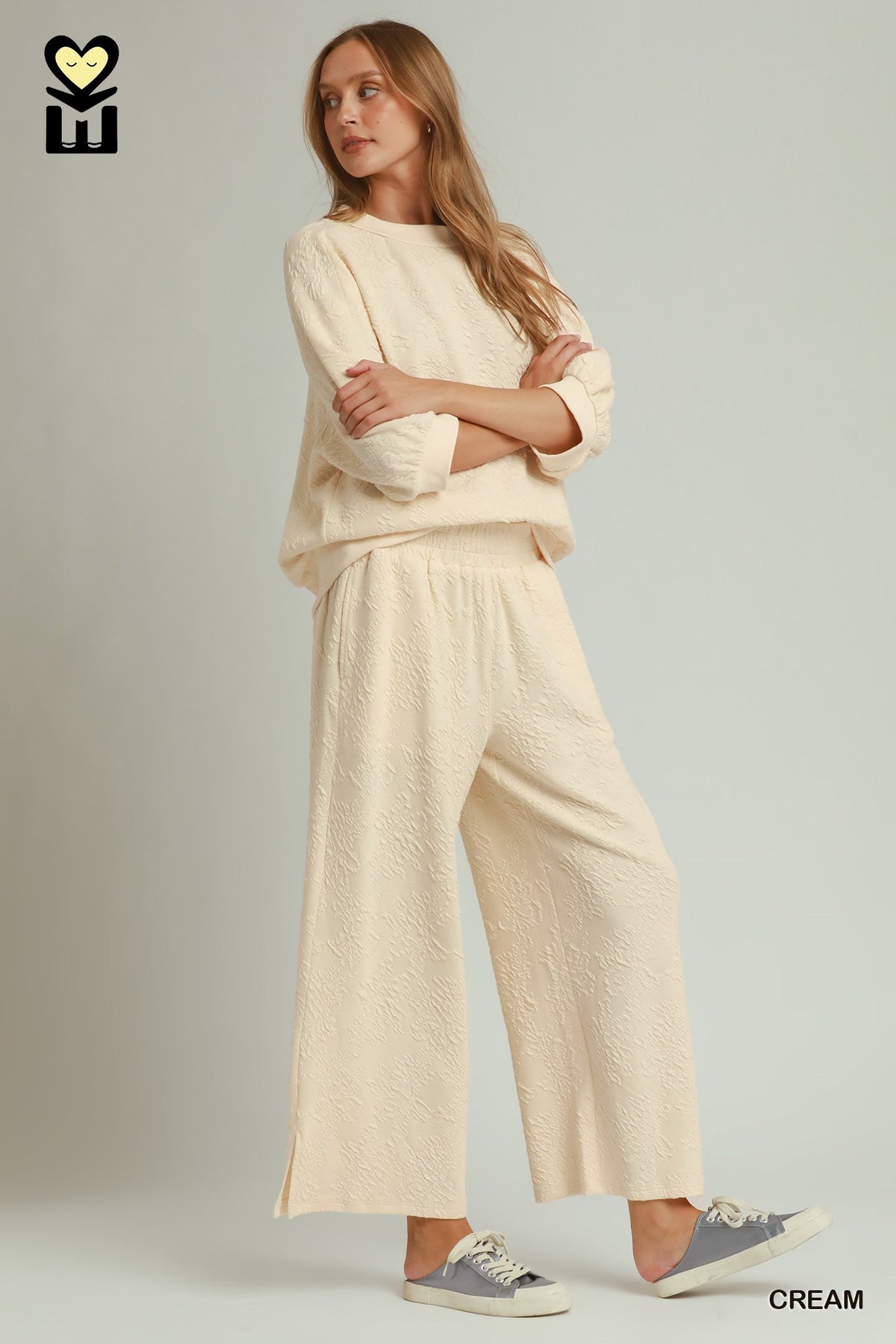 H1187-P Textured Jacquard Pants