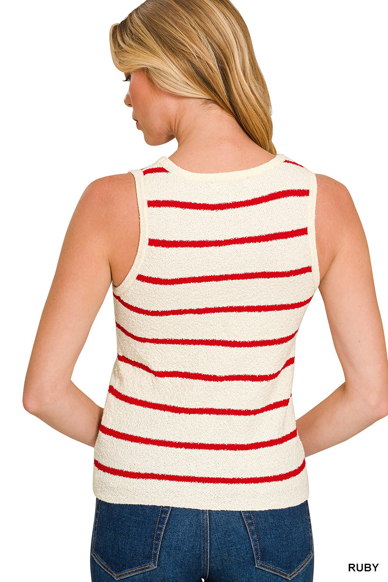 TW-2698Y Stripe Sweater Tank Top