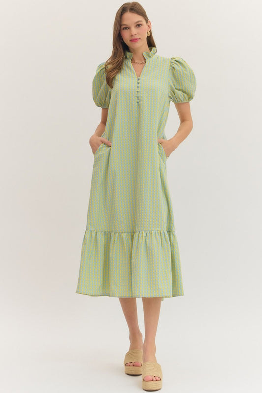 D32038 Gingham Midi Dress