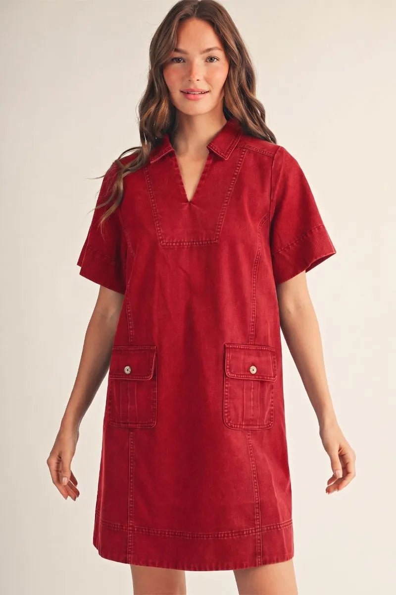 G51180 Garment Washed Shift Dress