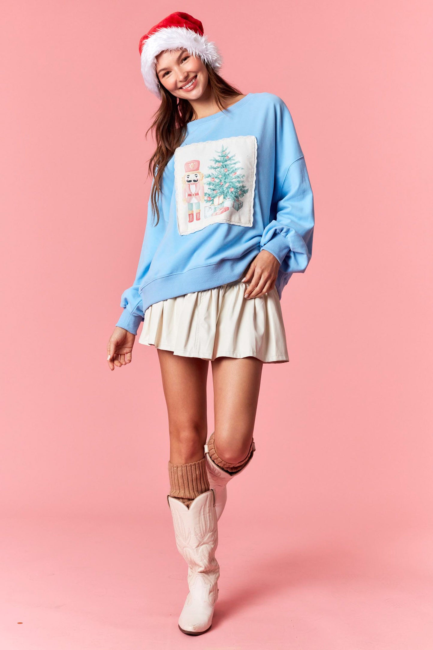 IKT300394-01 Christmas Printed Corduroy Sweatshirt