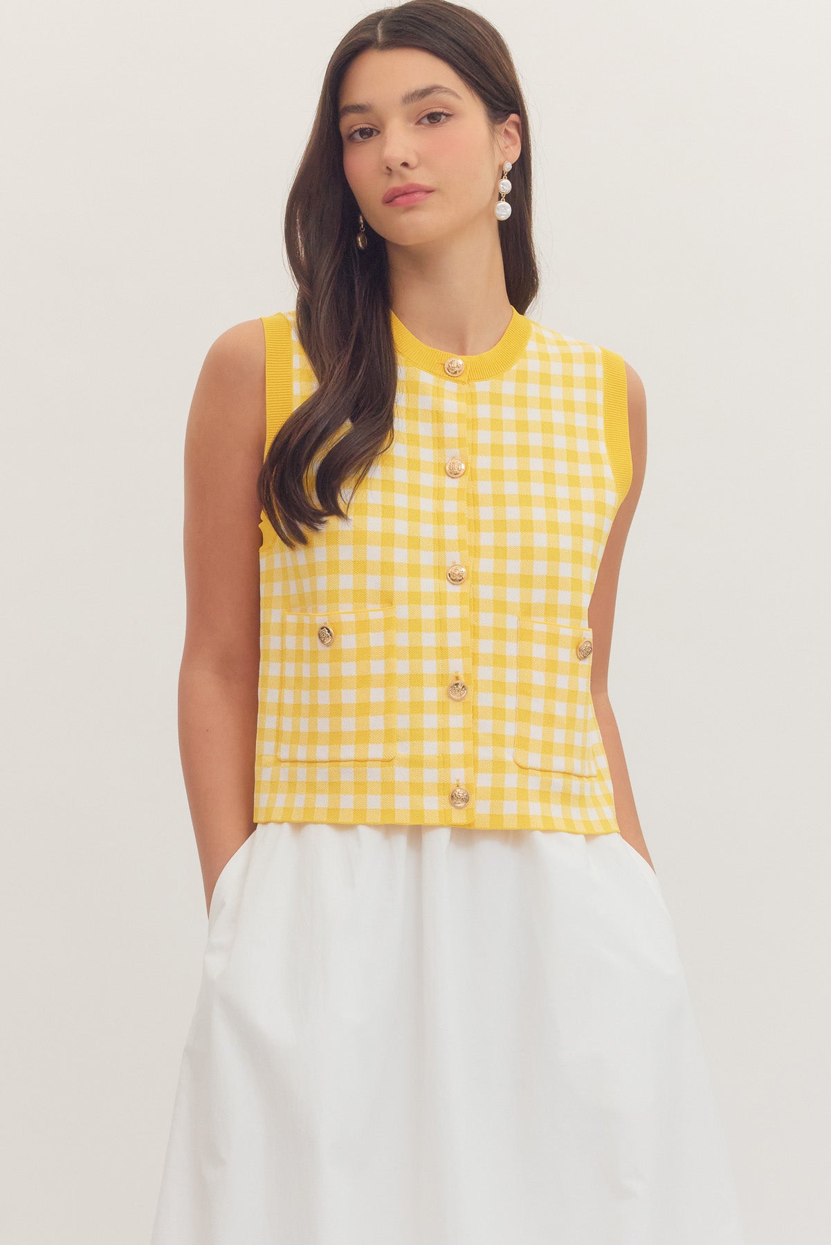 T30793 Gingham Sleeveless Top