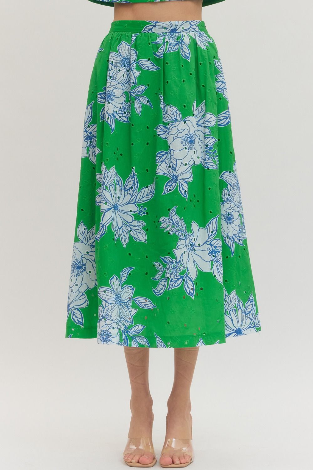 S30833 Botanical Print Midi Skirt