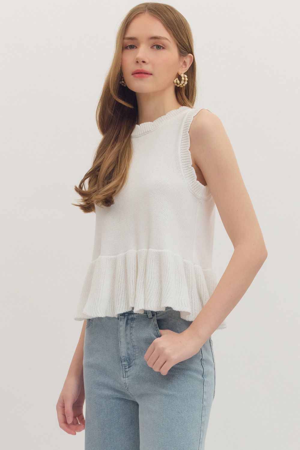 T29980 Sleeveless Peplum Top