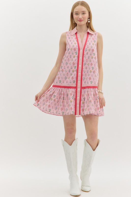 D26512 Floral Print Sleeveless Dress