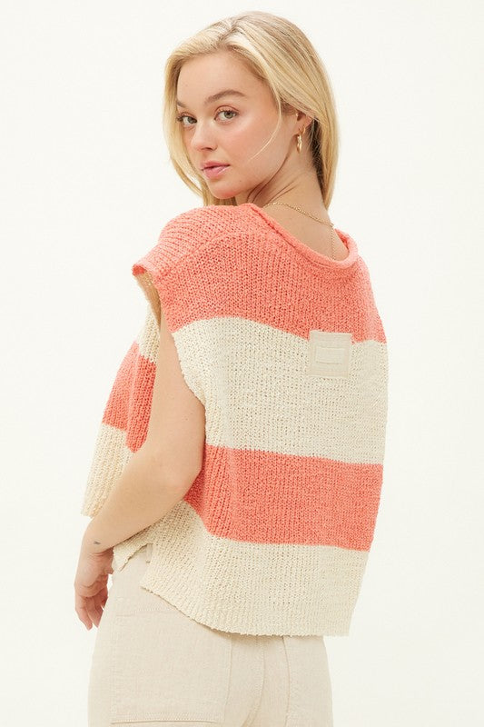 IM8028 Stripe Design Sweater Top