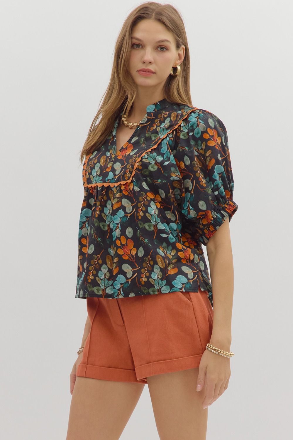 T27474 Botanical Print Top