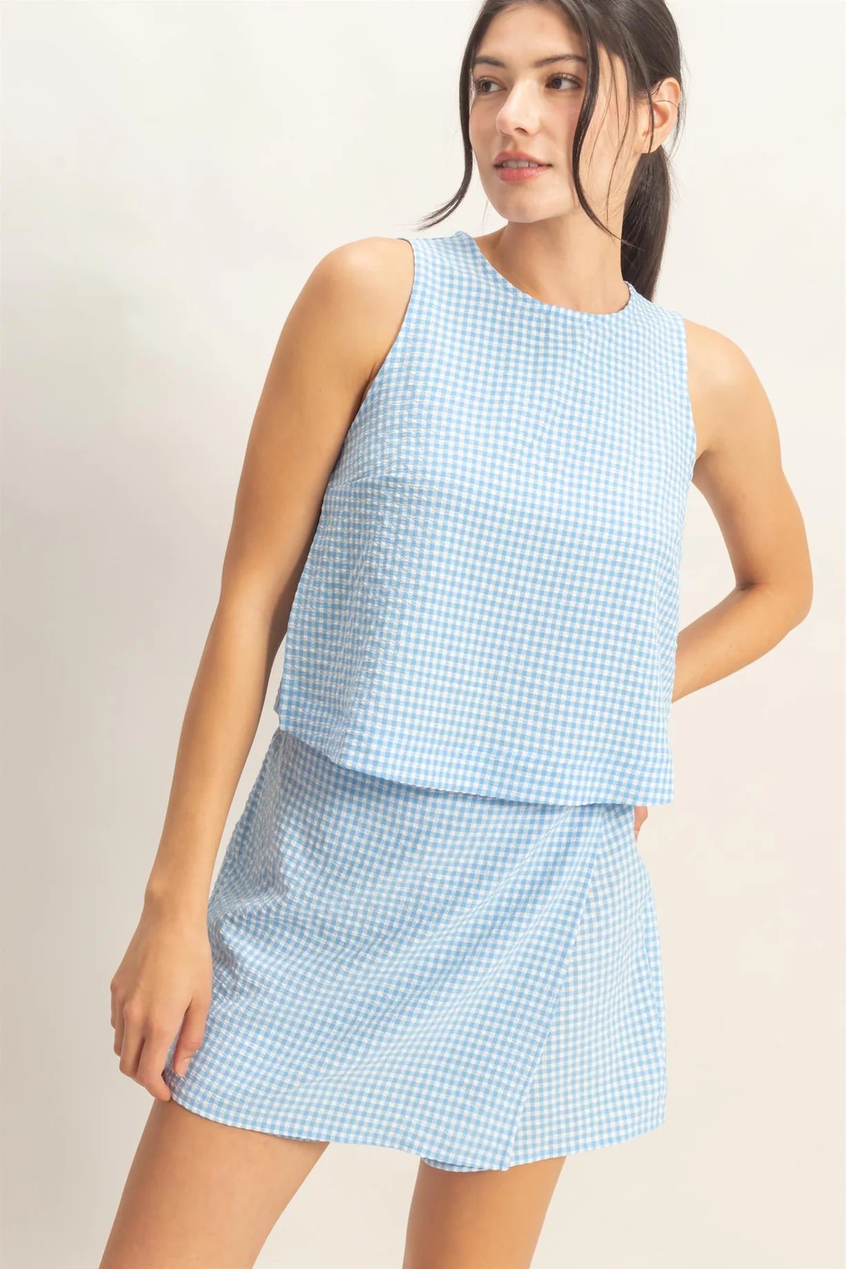 DZ26C688-SET Gingham Checkered Set