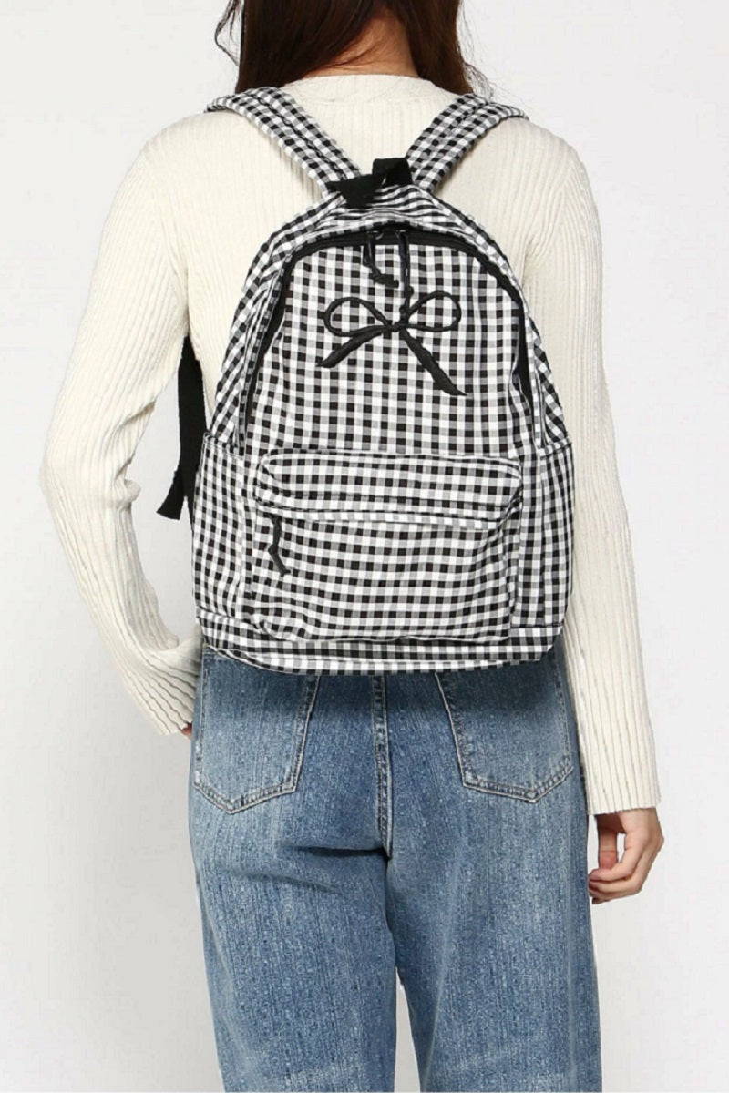 U-161 Coquette Bow Checkered Backpack
