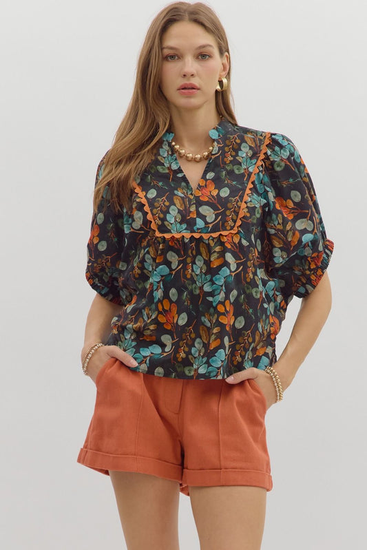 T27474 Botanical Print Top