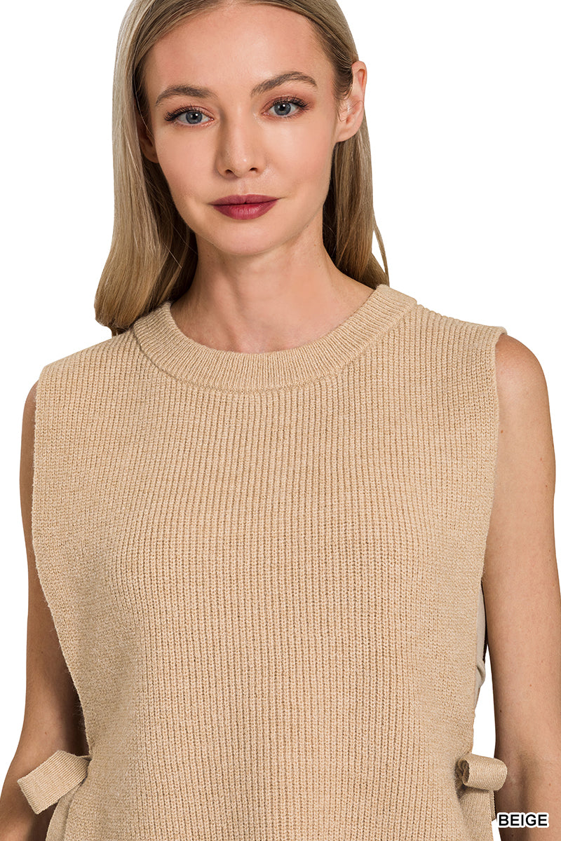 TW-2645Y Side Tie Sweater Vest