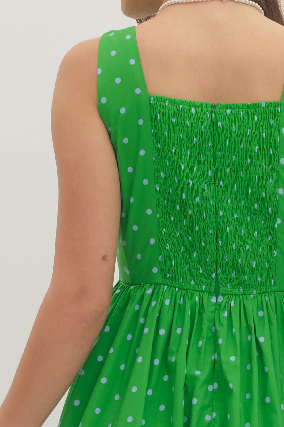 D30561 Sleeveless Polka Dot Midi Dress