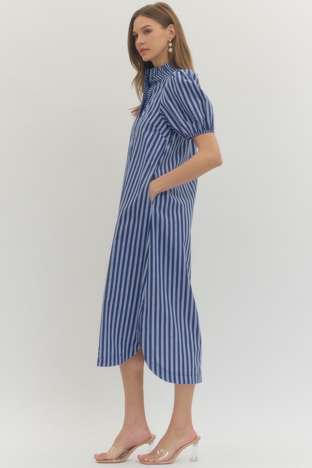 D27601 Stripe Print Midi Dress