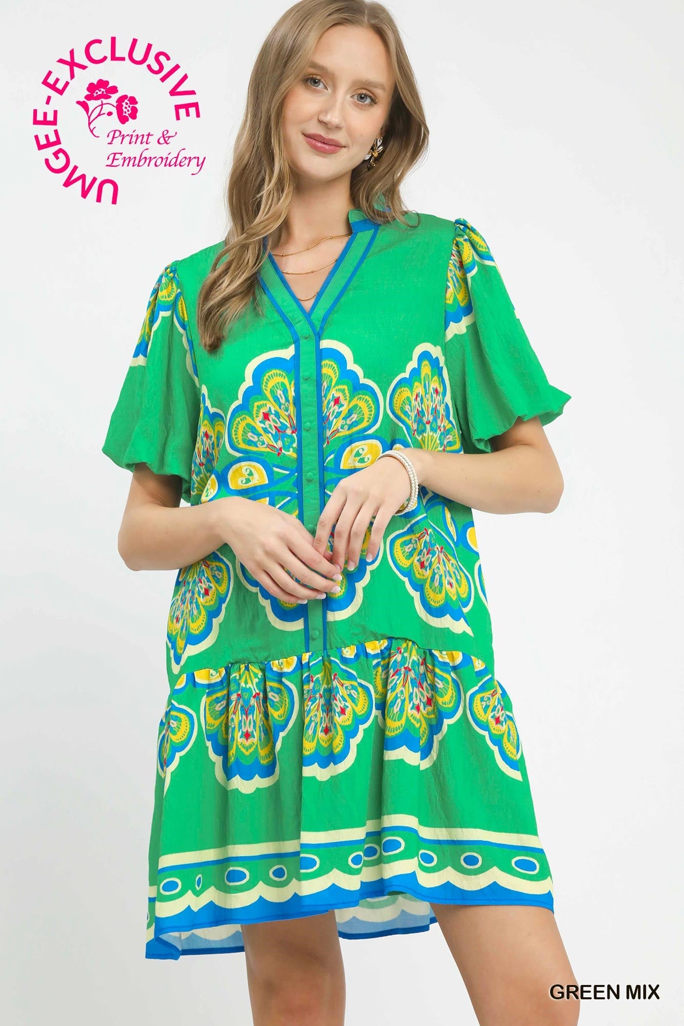 C6165 Boho Printed Mini Dress