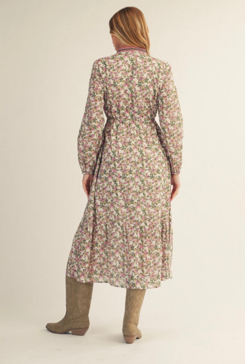 G15127 Tiered Floral Midi Dress