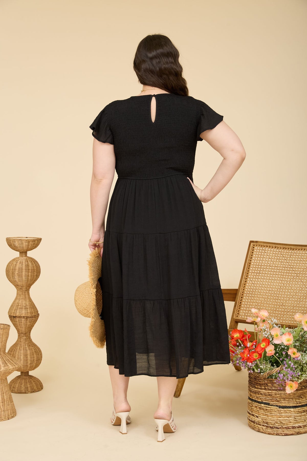 PCR2847 Curvy Tiered Midi Dress