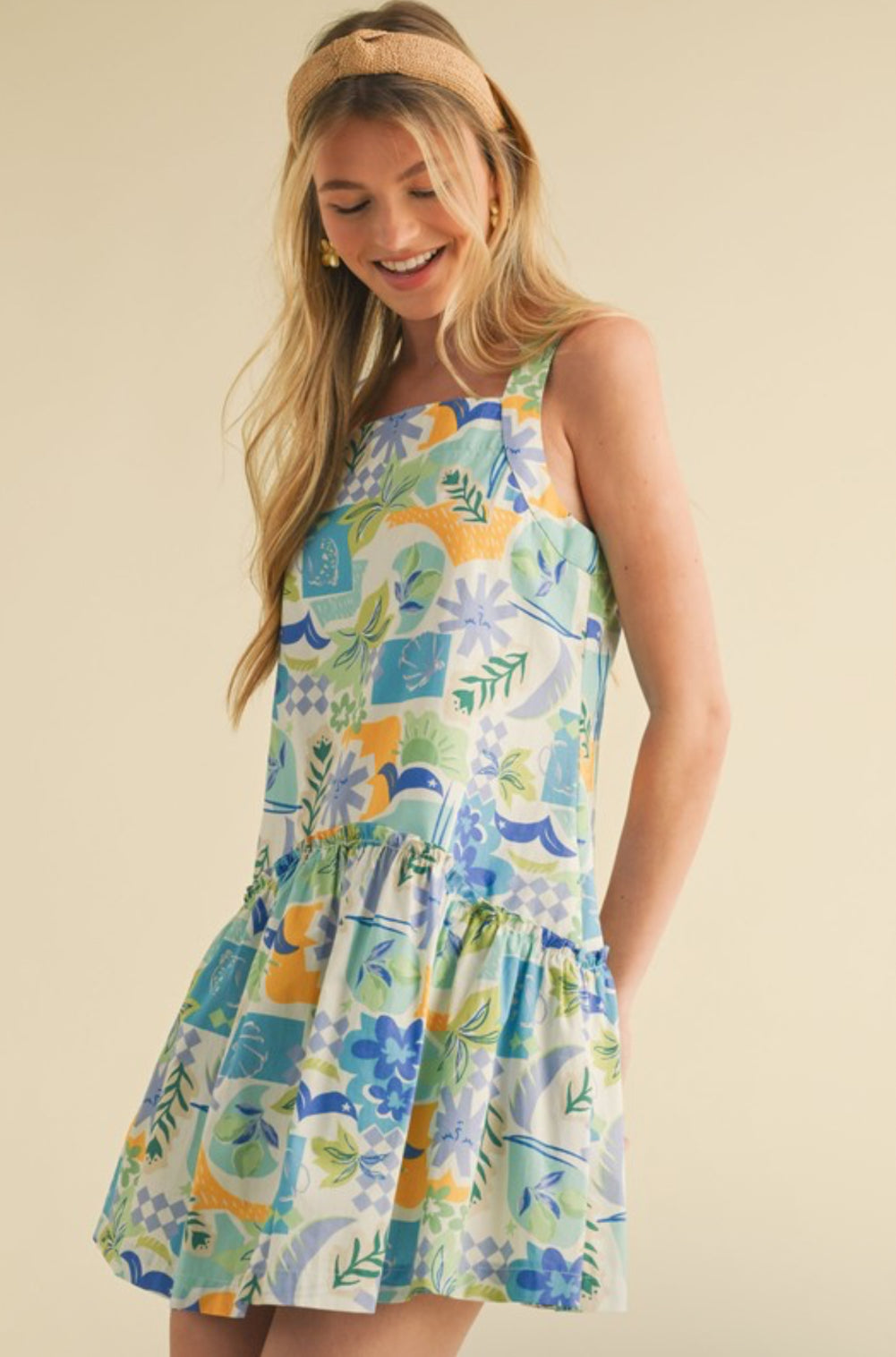 MDR3943 Tropical Print Dress