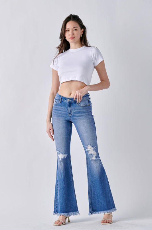 AB38296MD Mid Rise Super Flare Jeans
