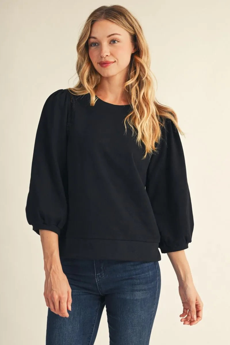M51239 3/4 Sleeve Solid Top