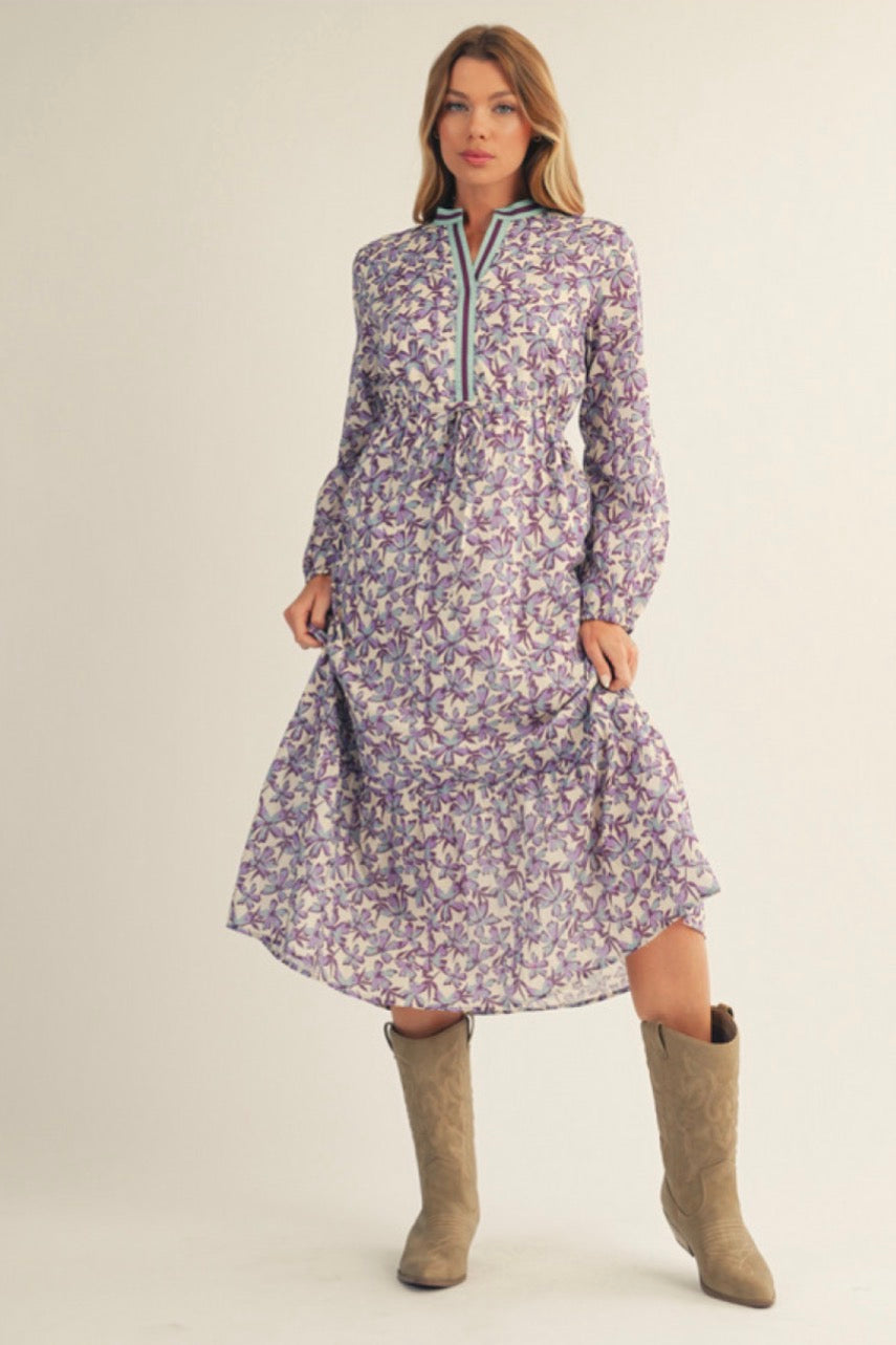 G15127 Tiered Floral Midi Dress