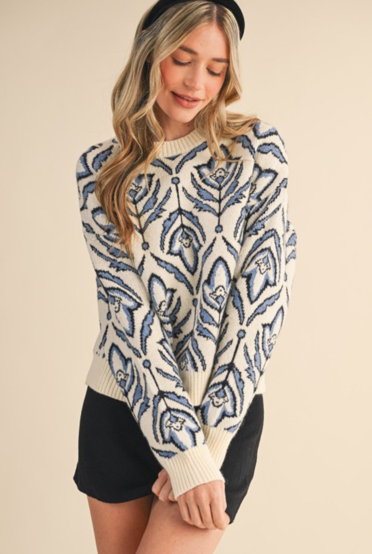 MSW11095 Chic Floral Pattern Sweater