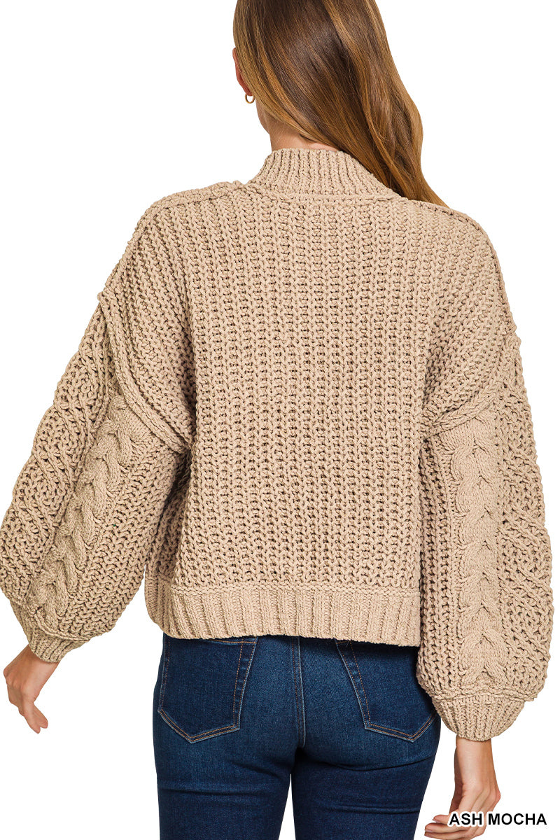 TW-2593Y Cable Knit Sweater