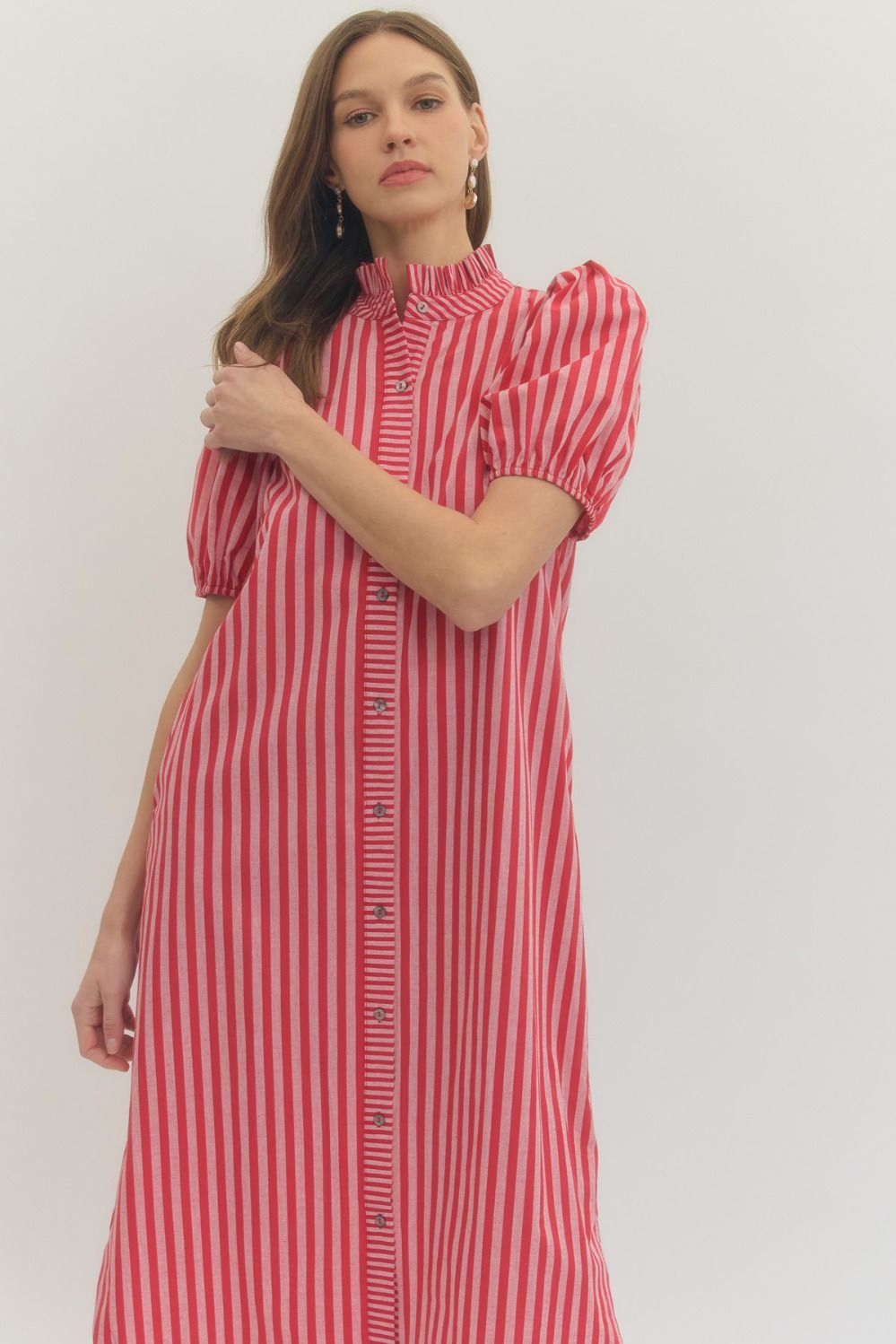 D27601 Stripe Print Midi Dress