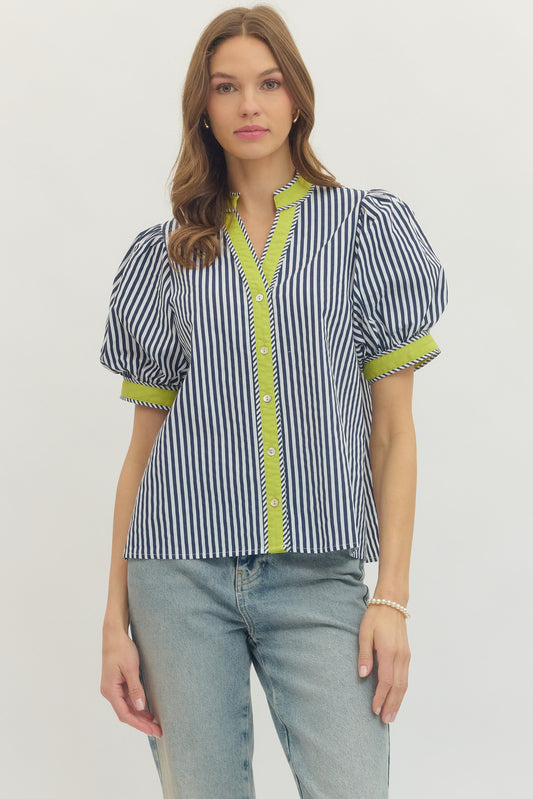 T30449 Two Tone Stripe Top