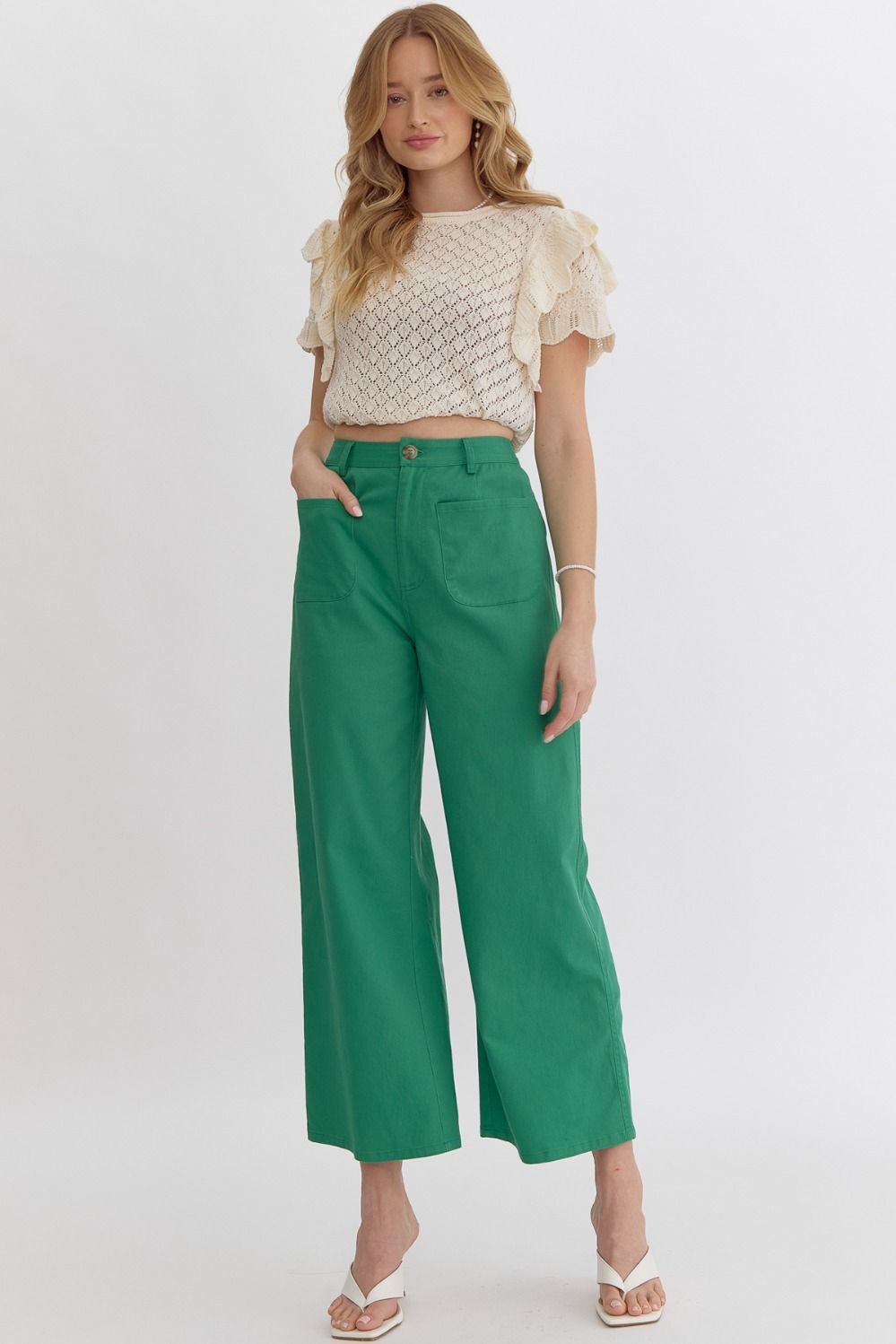 P23528 High Waisted Wide Leg Pants