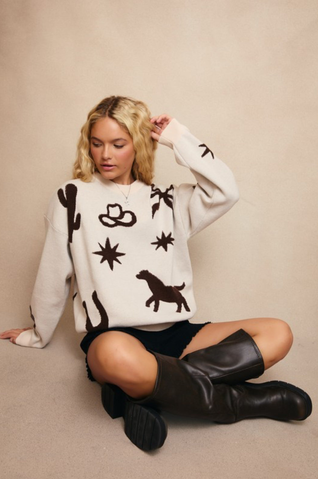 IWT5479 Cowboy Pattern Sweater