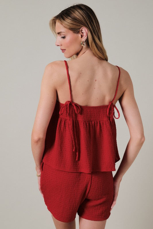 ET2739 Ribbon Tie Detail Tank Top