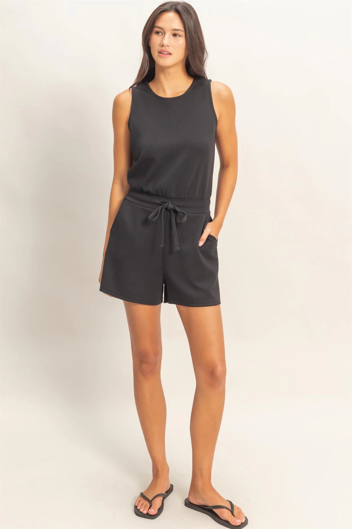 DZ26C732 Drawstring Waist Sleeveless Romper