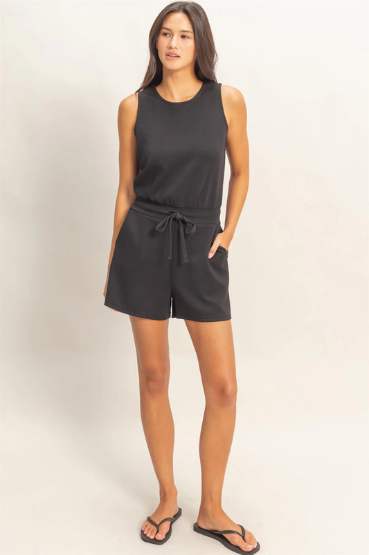 DZ26C732 Drawstring Waist Sleeveless Romper