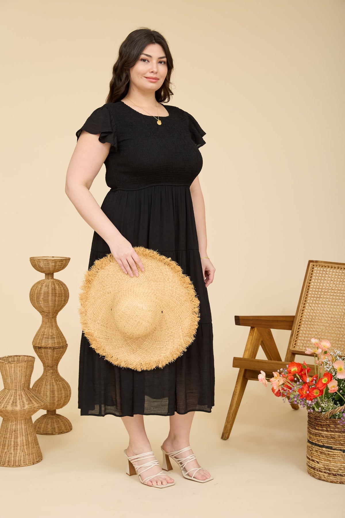 PCR2847 Curvy Tiered Midi Dress