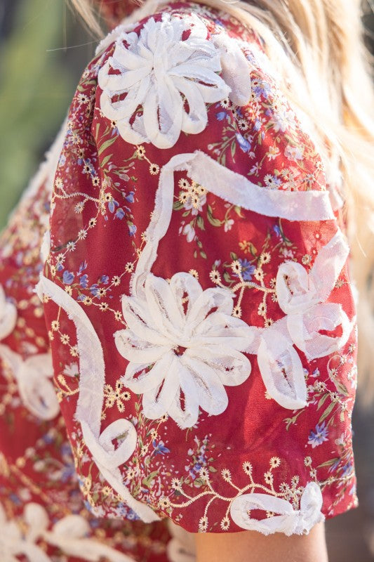 36290 Smocked Lace Detail Top