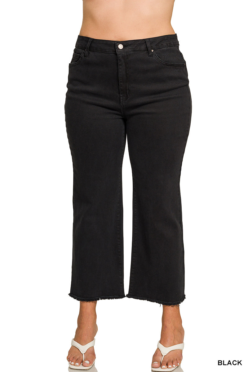 DMP-1847X5 Curvy High Waisted Frayed Hem Pants