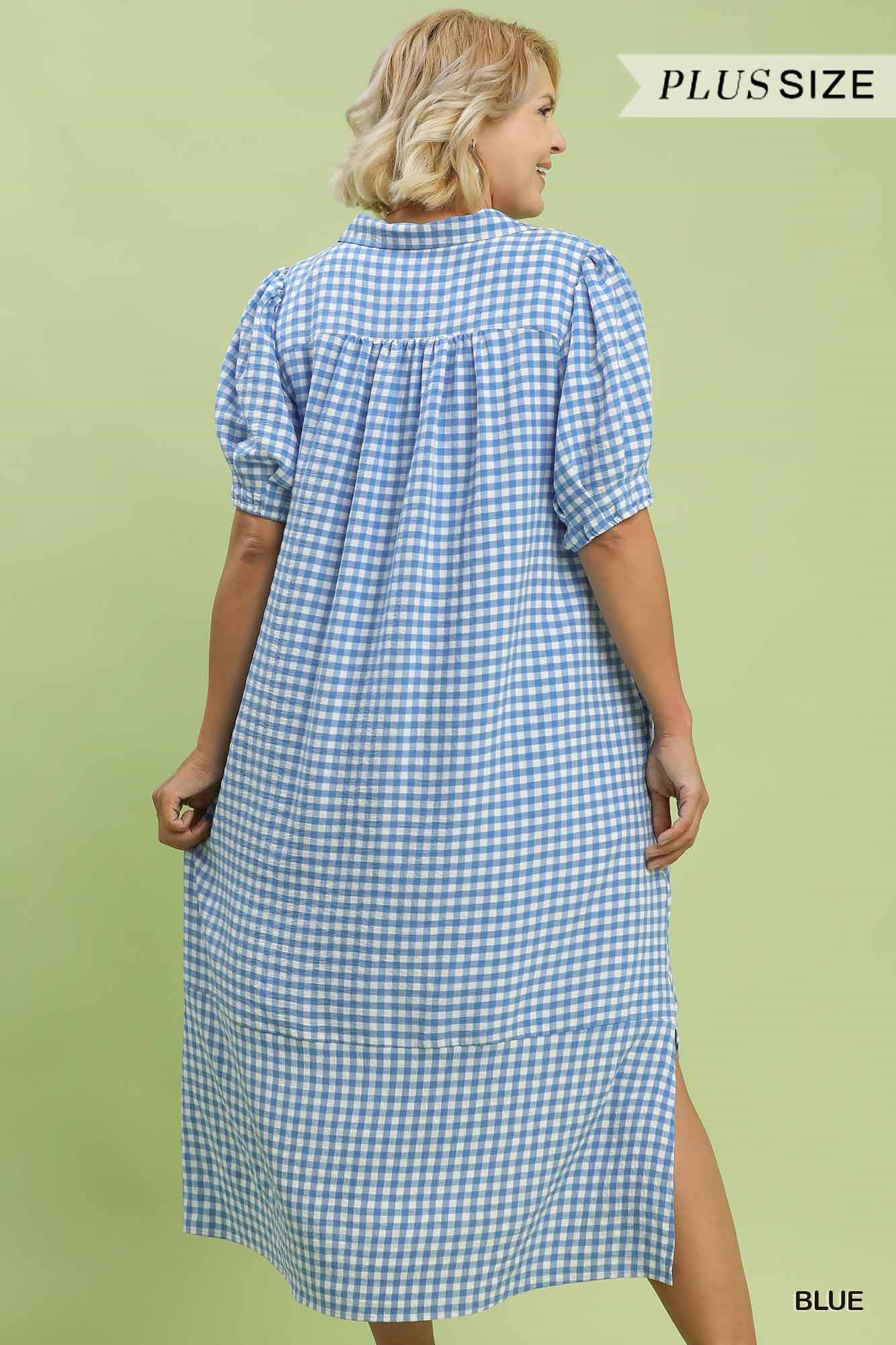 WC6338 Curvy Gingham Midi Dress