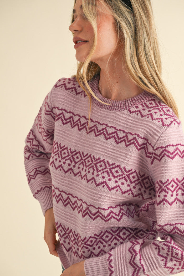 MSW10709 Geometric Striped Sweater