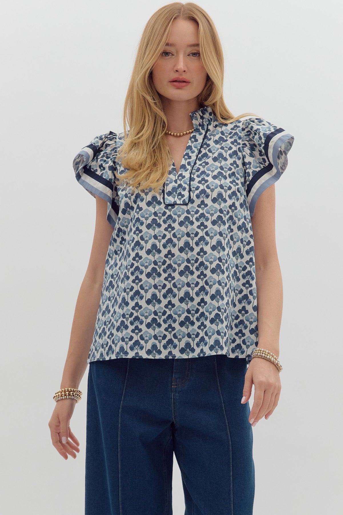 T27402 Floral Print Top